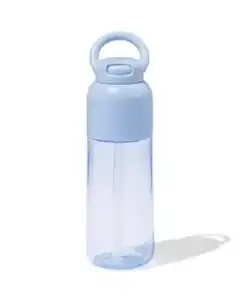 Wasserflasche mit Trinkhalm, 300 ml, blau