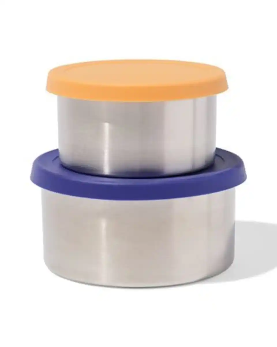 Bild 1 von Snackboxen, Edelstahl, braun-dunkelblau – 2 Stück