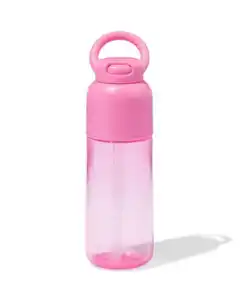 Wasserflasche mit Trinkhalm, 300 ml, Rosa
