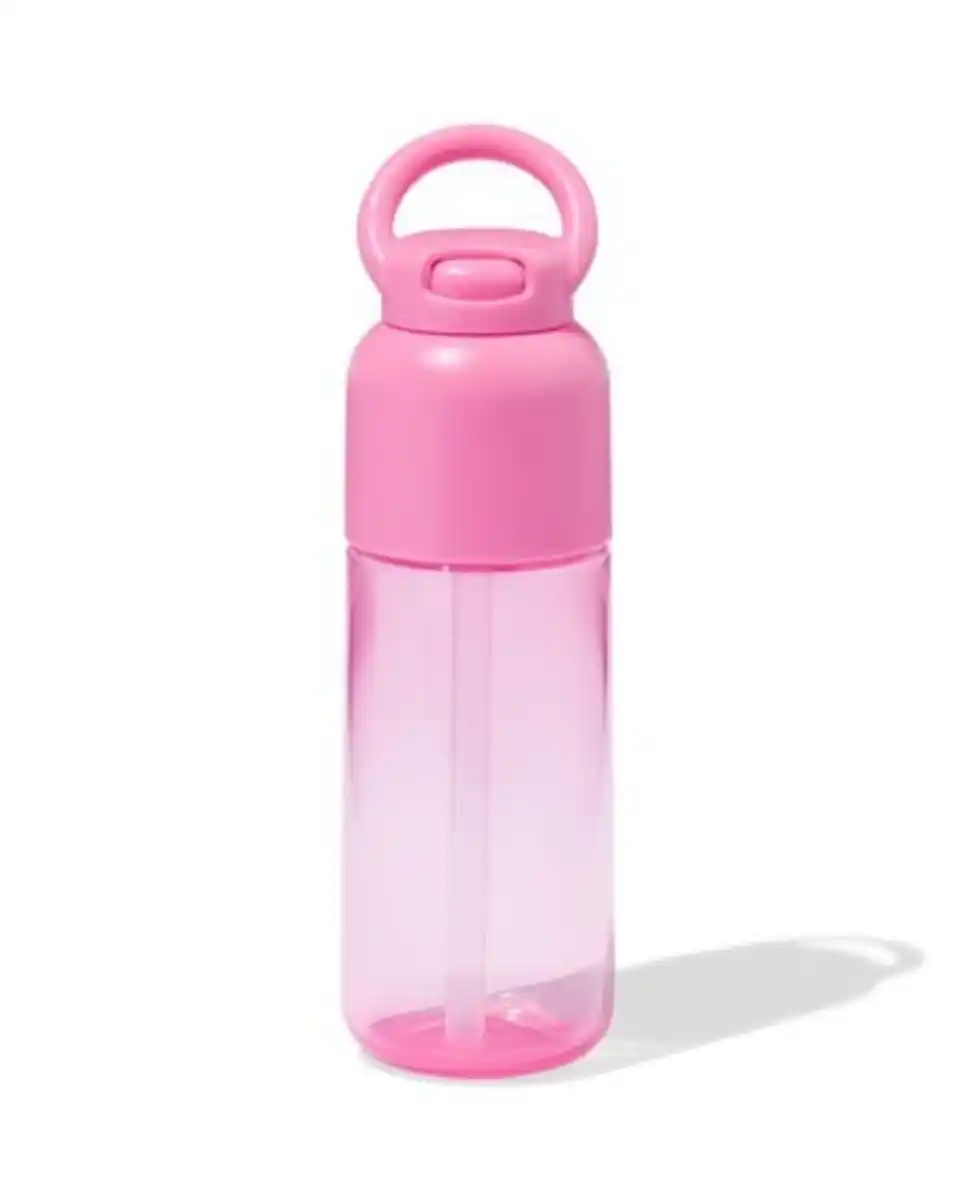 Bild 1 von Wasserflasche mit Trinkhalm, 300 ml, Rosa