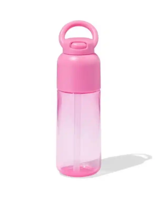 Bild 1 von Wasserflasche mit Trinkhalm, 300 ml, Rosa