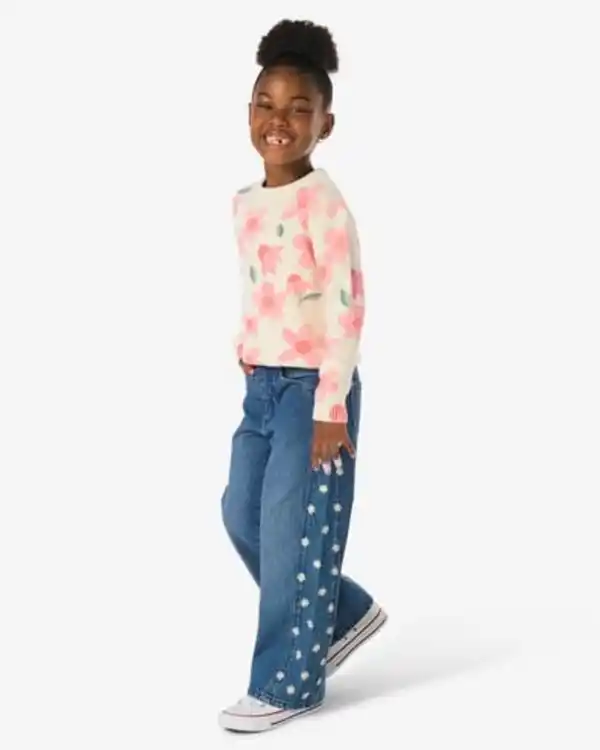 Bild 1 von Kinderjeans, Wide-Fit, Blumen dunkelblau
