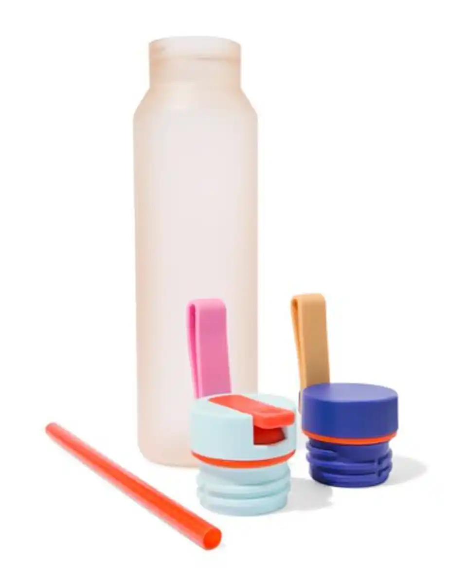 Bild 4 von Wasserflasche mit Trinkhalm, 600 ml, beige