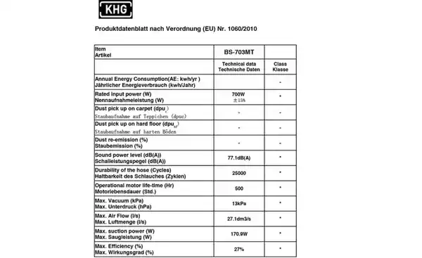 Bild 2 von KHG Bodenstaubsauger BS-703MT