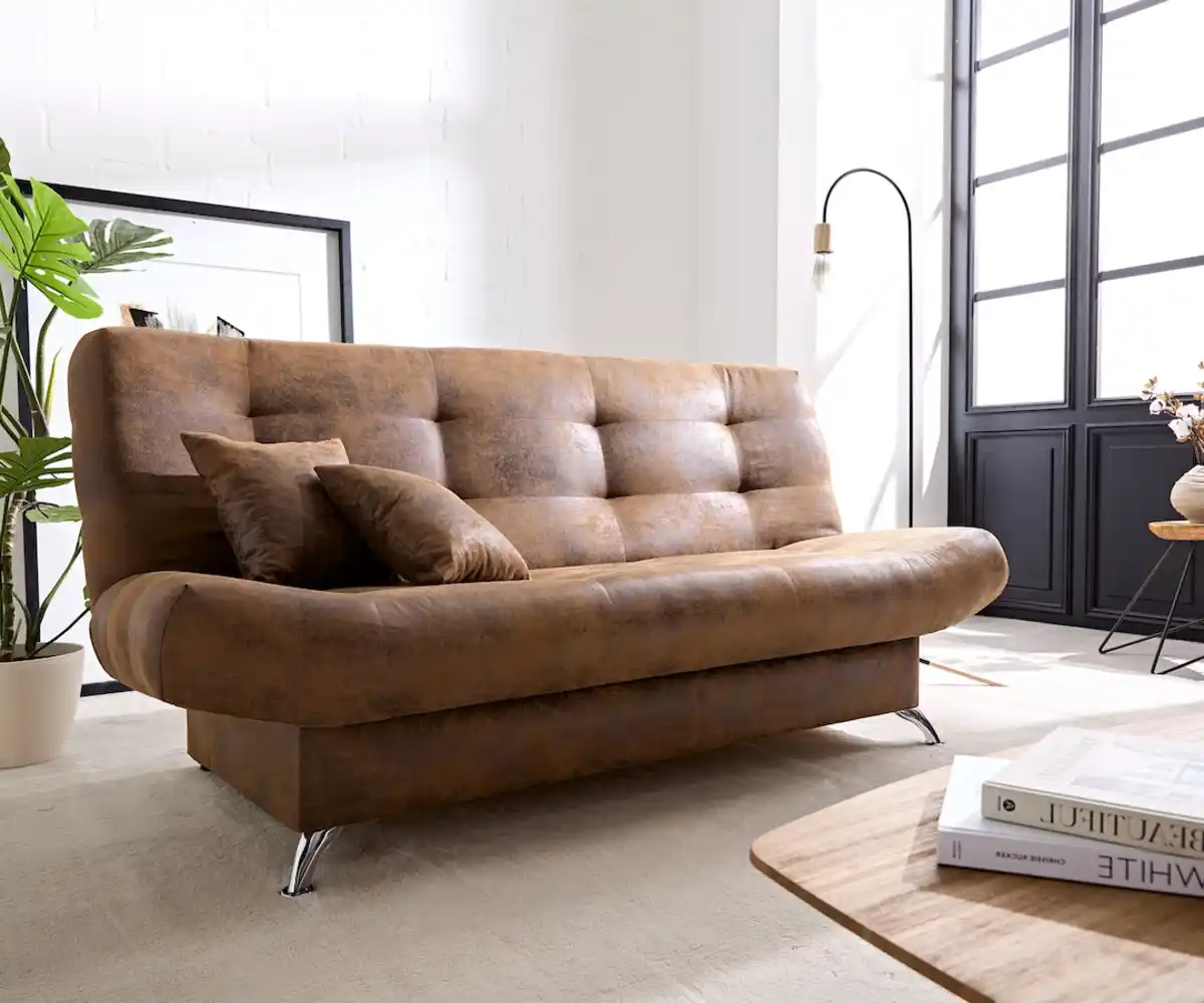 Bild 1 von Schlafsofa Viola 190x90 cm Braun Antik Optik Bettkasten