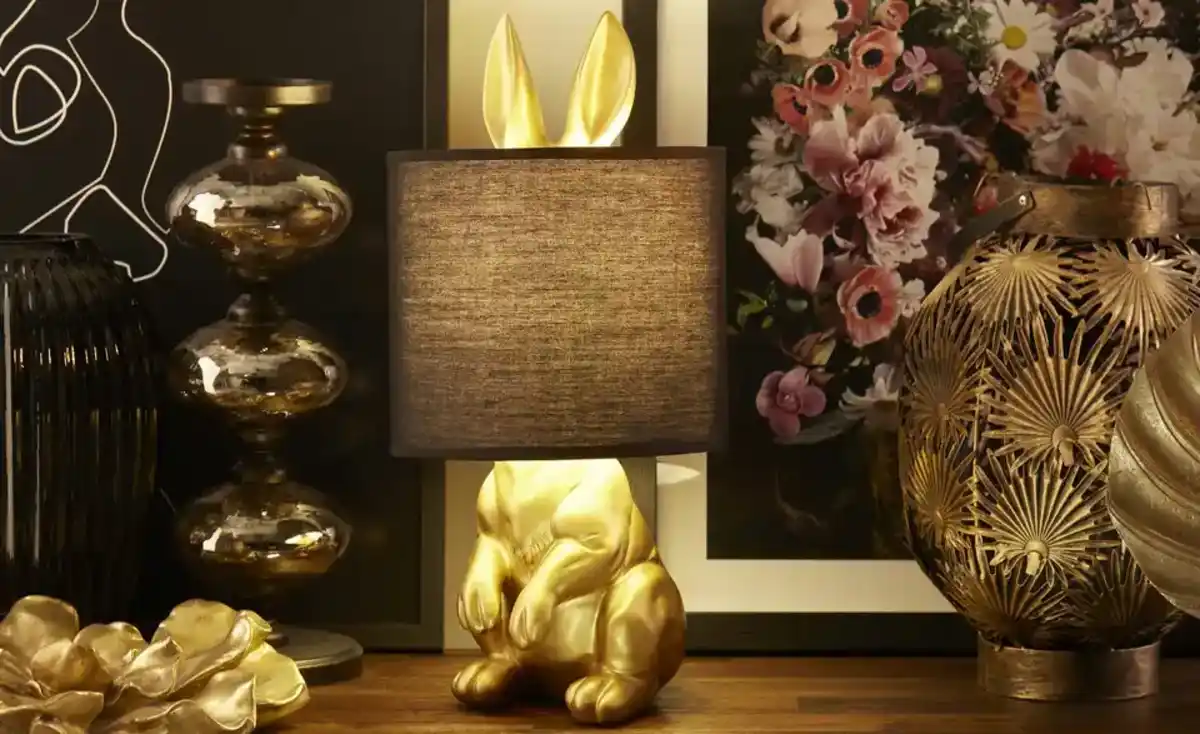 Bild 1 von KHG Tischleuchte, 1-flammig, goldfarben `Hase´