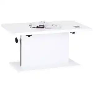 Mid.you Couchtisch, Schwarz, Weiß, Holzwerkstoff, rechteckig, Bodenplatte, 110x57-73x55-110 cm, ausziehbar, höhenverstellbar, Wohnzimmer, Wohnzimmertische, Couchtische, Couchtische höhenverstellba