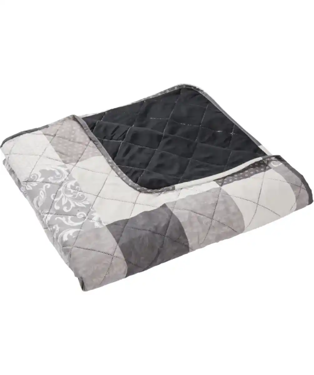 Bild 1 von Tagesdecke mit Wendefunktion, grau gemustert