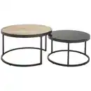 Bild 1 von Mid.you Couchtischset, Schwarz, Eiche, Metall, Glas, Holzwerkstoff, 2-teilig, rund, rund, 65x80x80 cm, einfacher Aufbau, Wohnzimmer, Wohnzimmertische, Couchtische