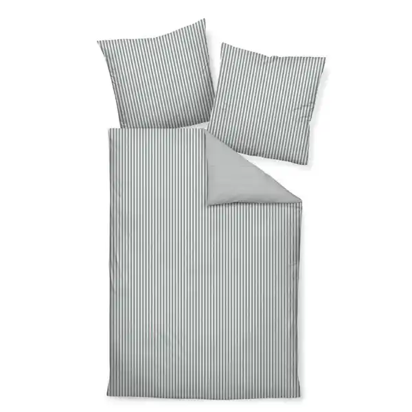 Bild 1 von Janine Wendebettwäsche Giorgio, Silber, Weiß, Textil, Streifen, 200x200 cm, Textiles Vertrauen - Oeko-Tex®, bügelfrei, pflegeleicht, atmungsaktiv, hautfreundlich, saugfähig, schadstoffgeprüft,