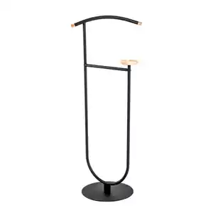 Xxxl Herrendiener, Schwarz, Buche, Holz, Metall, Buche, massiv, 45x115x34 cm, standfeste Füße, Hosenhalter, Schlafzimmer, Herrendiener
