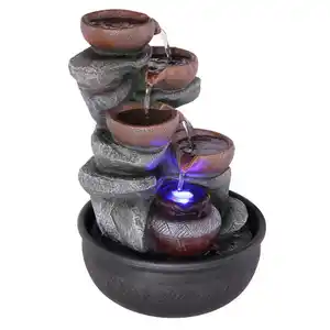 Globo Zimmerbrunnen Fontana, Schwarz, Grau, Kunststoff, 40 cm, LED-Beleuchtung, Dekoration, Skulpturen & Dekoobjekte, Dekoobjekte