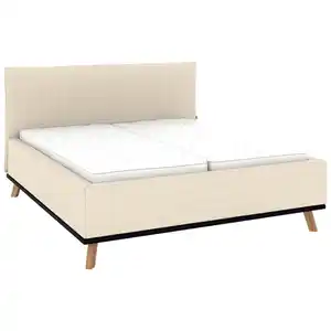 Musterring Polsterbett, Creme, Textil, Birke, Buche,Esche, massiv, H2, Höhe ca. 20 cm, 180x200 cm, Reach, atmungsaktiv,Bettkasten, Lattenrost, Matratze, in verschiedenen Größen erhältlich,Mittelg