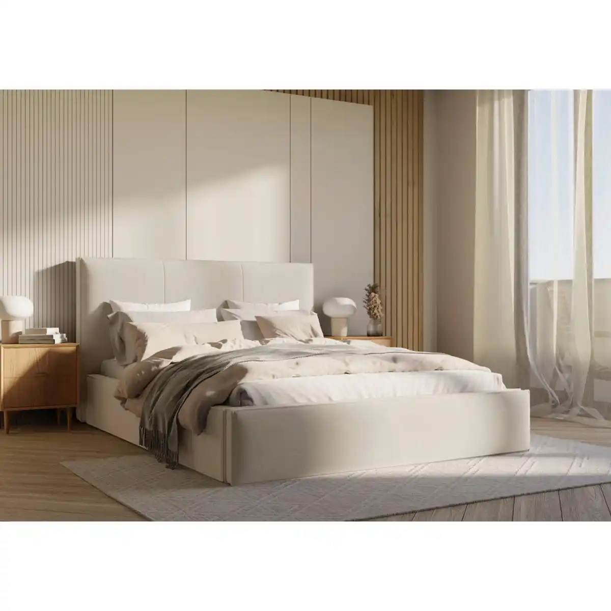 Bild 1 von Boxxx Polsterbett, Beige, Metall, Holz, Birke, Schichtholz, 180x200 cm, Bettkasten, gepolstertes Kopfteil, in verschiedenen Größen erhältlich, Schlafzimmer, Betten, Polsterbetten