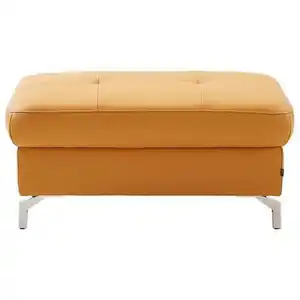 Novel Hocker, Currygelb, Leder, Echtleder, Füllung: Schaumstoff, Federn, rechteckig, 95x48x74 cm, Lederauswahl, Wohnzimmer, Hocker, Sitzhocker