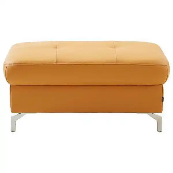 Bild 1 von Novel Hocker, Currygelb, Leder, Echtleder, Füllung: Schaumstoff, Federn, rechteckig, 95x48x74 cm, Lederauswahl, Wohnzimmer, Hocker, Sitzhocker