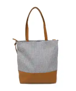 Gestreifte Schultertasche, blau/weiß