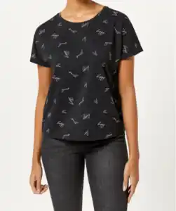 T-Shirt Schriftzüge, schwarz bedruckt