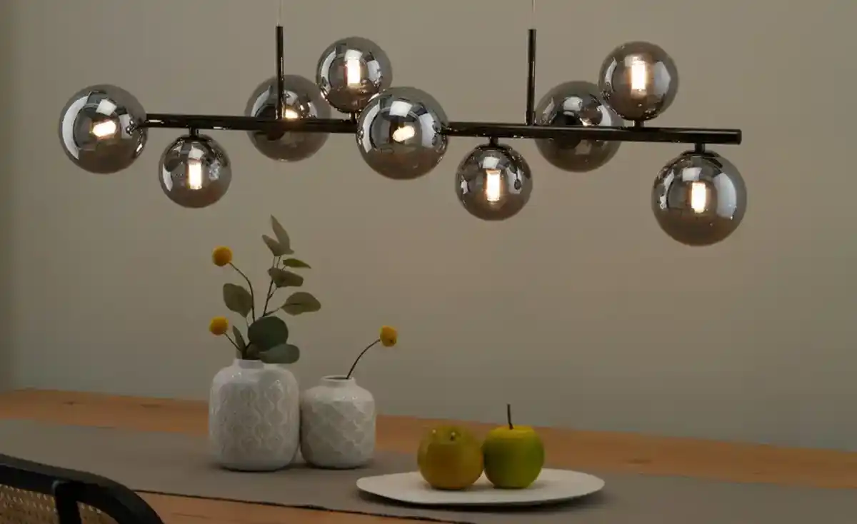 Bild 1 von Meisterleuchten Pendelleuchte, 9-flammig, schwarzchrom, Rauchglas Hins Black