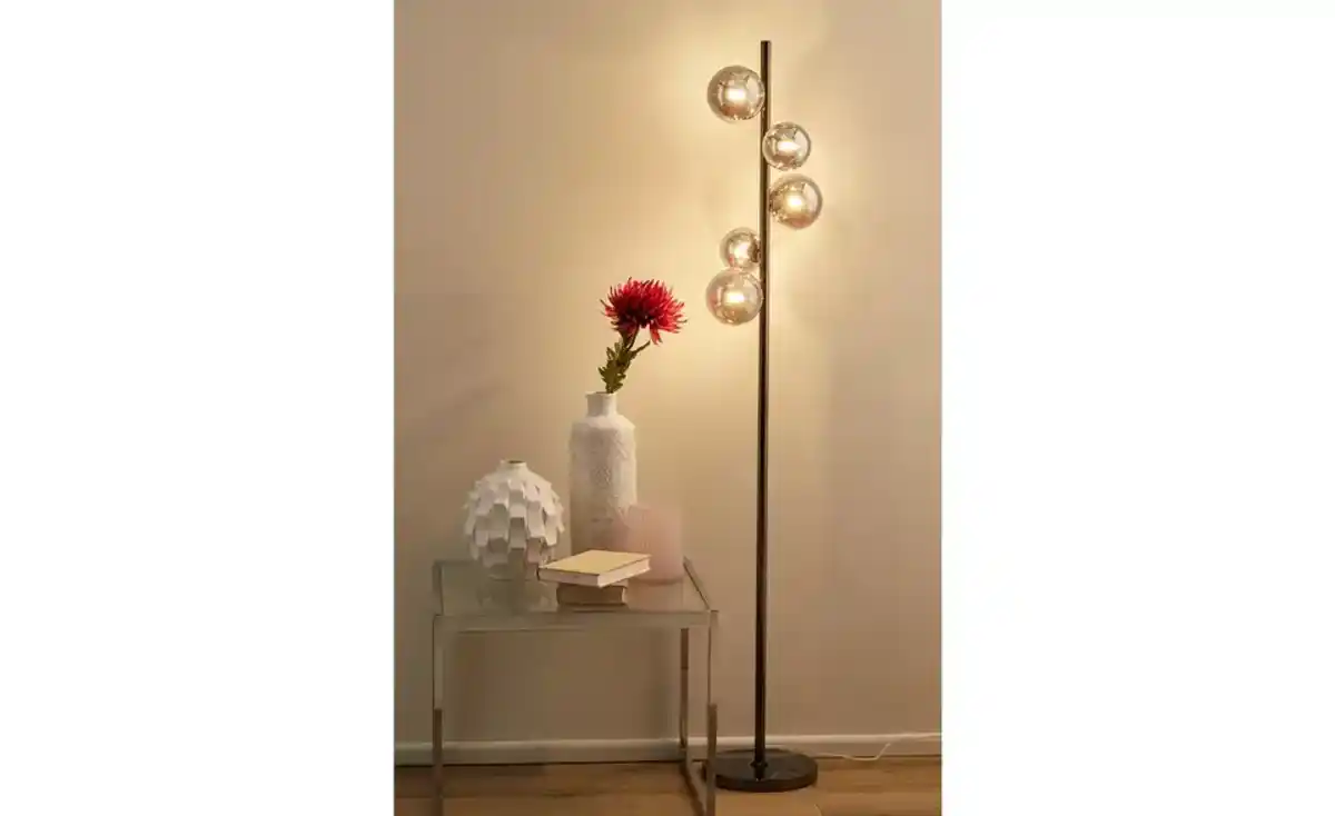 Bild 1 von Meisterleuchten Stehleuchte, 5-flammig, schwarzchrom,Rauchglas Hins Black