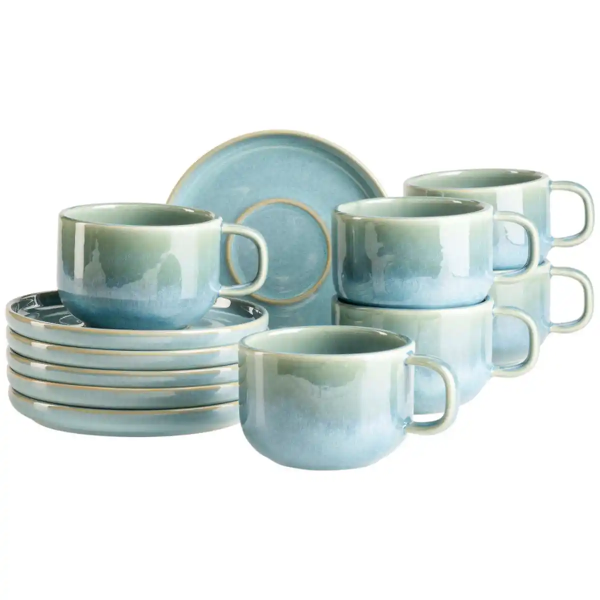 Bild 1 von Mäser Tassenset Cordelia, Grün, Keramik, 12-teilig, 220 ml, Kaffee & Tee, Tassen, Kaffeetassen-Sets