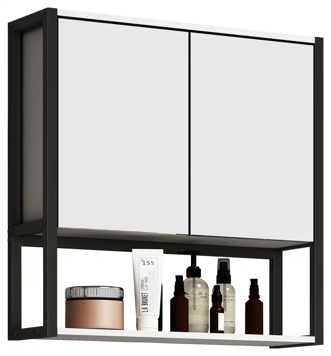 Bild 1 von Spiegelschrank Edino ca. 60x60 cm Weiß/Schwarz, Weiß