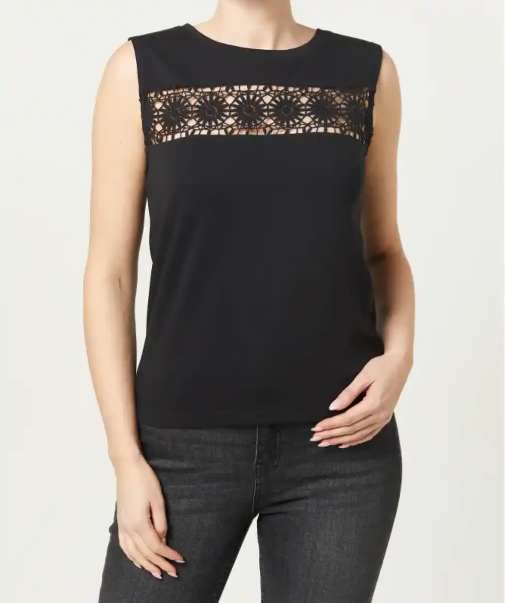Bild 1 von Top mit Häkeldetails, schwarz