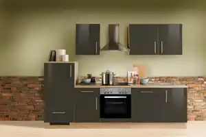 Menke Küchenblock Premium Dunkelbraun/Eiche ca. 280 cm, Dunkelbraun, Sonoma Eiche