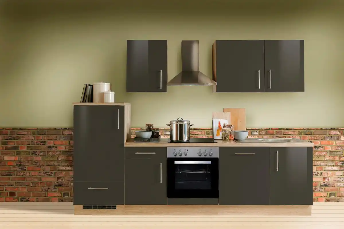 Bild 1 von Menke Küchenblock Premium Dunkelbraun/Eiche ca. 280 cm, Dunkelbraun, Sonoma Eiche