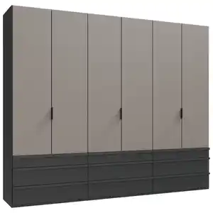 Boxxx Falttürenschrank, Graphit, Grau, Sahara, Holzwerkstoff, 3 Fächer, 9 Schubladen, 300x236x58 cm, BQ - Bündnis für Qualität, Made in Germany, DIN EN ISO 9001, in verschiedenen Größen erhäl