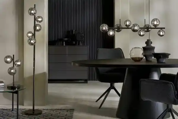 Bild 4 von Meisterleuchten Stehleuchte, 5-flammig, schwarzchrom,Rauchglas Hins Black