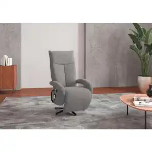 Sit & More Sessel, Hellgrau, Textil, 74x112x82 cm, Goldenes M, Oeko-Tex® Standard 100, Made in Europe, DGM-Klimapakt, Relaxfunktion, Aufstehhilfe, integrierter Akku, Sitzfläche 360° drehbar, gepol
