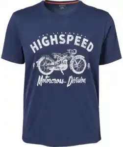 T-Shirt Motorrad, dunkelblau bedruckt