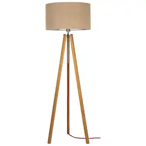 Xxxl Stehleuchte Holzbach 7, Eiche, Textil, Naturmaterialien, Eiche, massiv, vollmassiv, Uni,Uni, rund,rund, 50x150x50 cm, Kippschalter, Lampen & Leuchten, Innenbeleuchtung, Stehlampen, Stehlampen