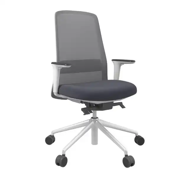 Bild 1 von Xxxl Drehstuhl, Grau, Weiß, Dunkelblau, Metall, Kunststoff, Textil, Drehkreuz, 70x103-115x70 cm, Stoffauswahl, Sitzfläche 360° drehbar, Arbeitszimmer, Bürostühle, Drehstühle