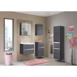 Held Badezimmer Held Möbel Arezzo, Silber, Eiche, Holzwerkstoff, 2 Schubladen, 60 cm, Made in Germany, hängend, Badezimmer, Badmöbelsets & Badmöbelserien, Badmöbel-Sets