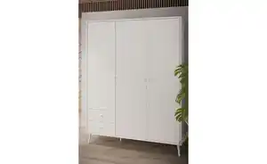 Kleiderschrank 3-türig, Weiß, mit Einlegeböden Hemsby