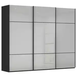 Novel Schwebetürenschrank, Grau, Schwarz, Holzwerkstoff, 9 Fächer, 271x223x68 cm, Typenauswahl,  umfangreiches Zubehör erhältlich, in verschiedenen Größen und Holzdekoren erhältlich, Schlafzim