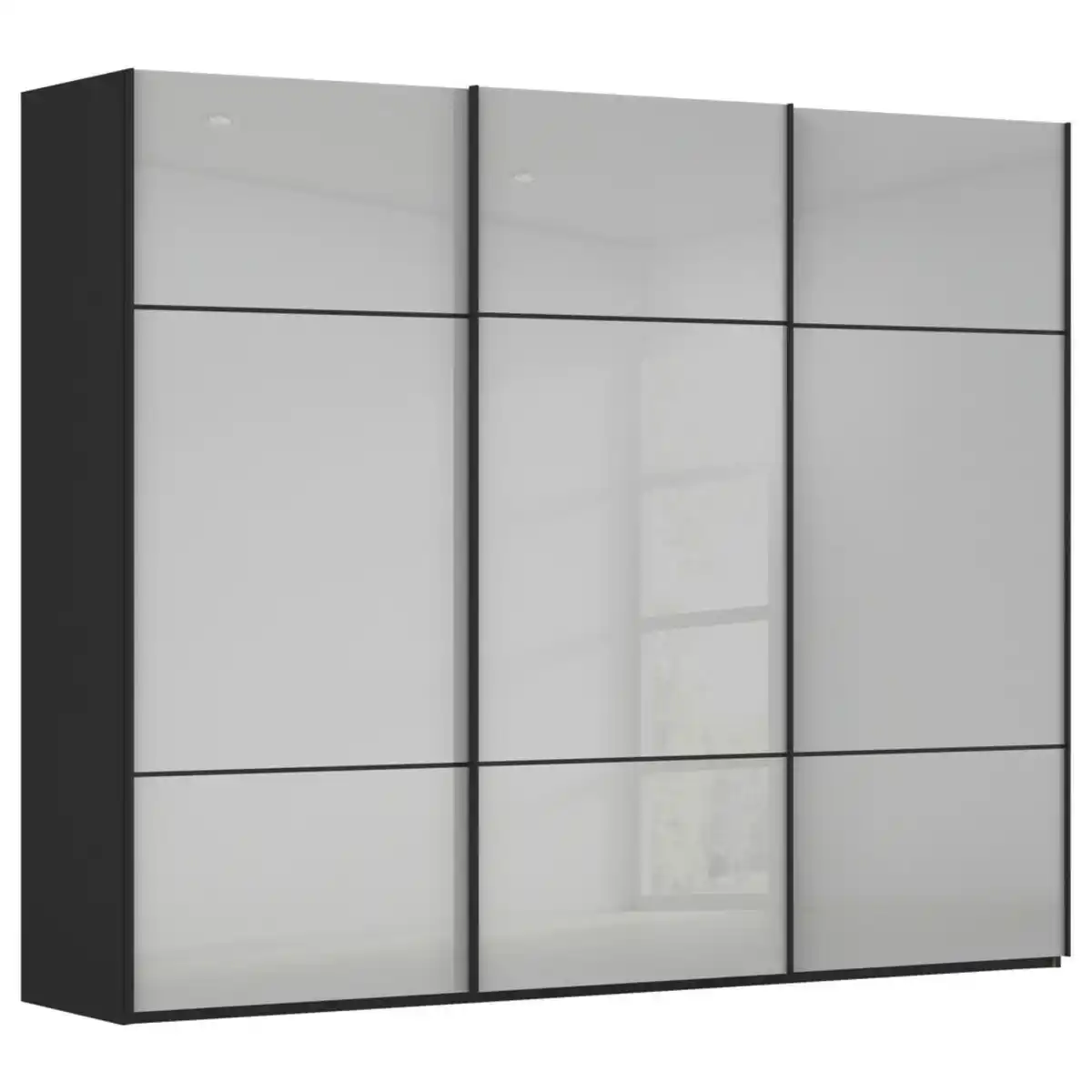 Bild 1 von Novel Schwebetürenschrank, Grau, Schwarz, Holzwerkstoff, 9 Fächer, 271x223x68 cm, Typenauswahl,  umfangreiches Zubehör erhältlich, in verschiedenen Größen und Holzdekoren erhältlich, Schlafzim