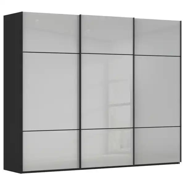 Bild 1 von Novel Schwebetürenschrank, Grau, Schwarz, Holzwerkstoff, 9 Fächer, 271x223x68 cm, Typenauswahl,  umfangreiches Zubehör erhältlich, in verschiedenen Größen und Holzdekoren erhältlich, Schlafzim