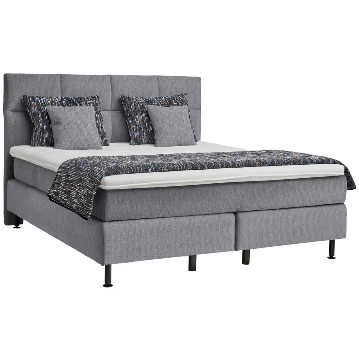 Bild 1 von Beldomo - Sleep Boxspringbett, Grau, Textil, H2, 5-Zonen, Höhe ca. 18 cm, 180x200 cm, Goldenes M, Made in EU, gepolstertes Kopfteil, Stoffauswahl, Topper durchgehend, in verschiedenen Größen erhä