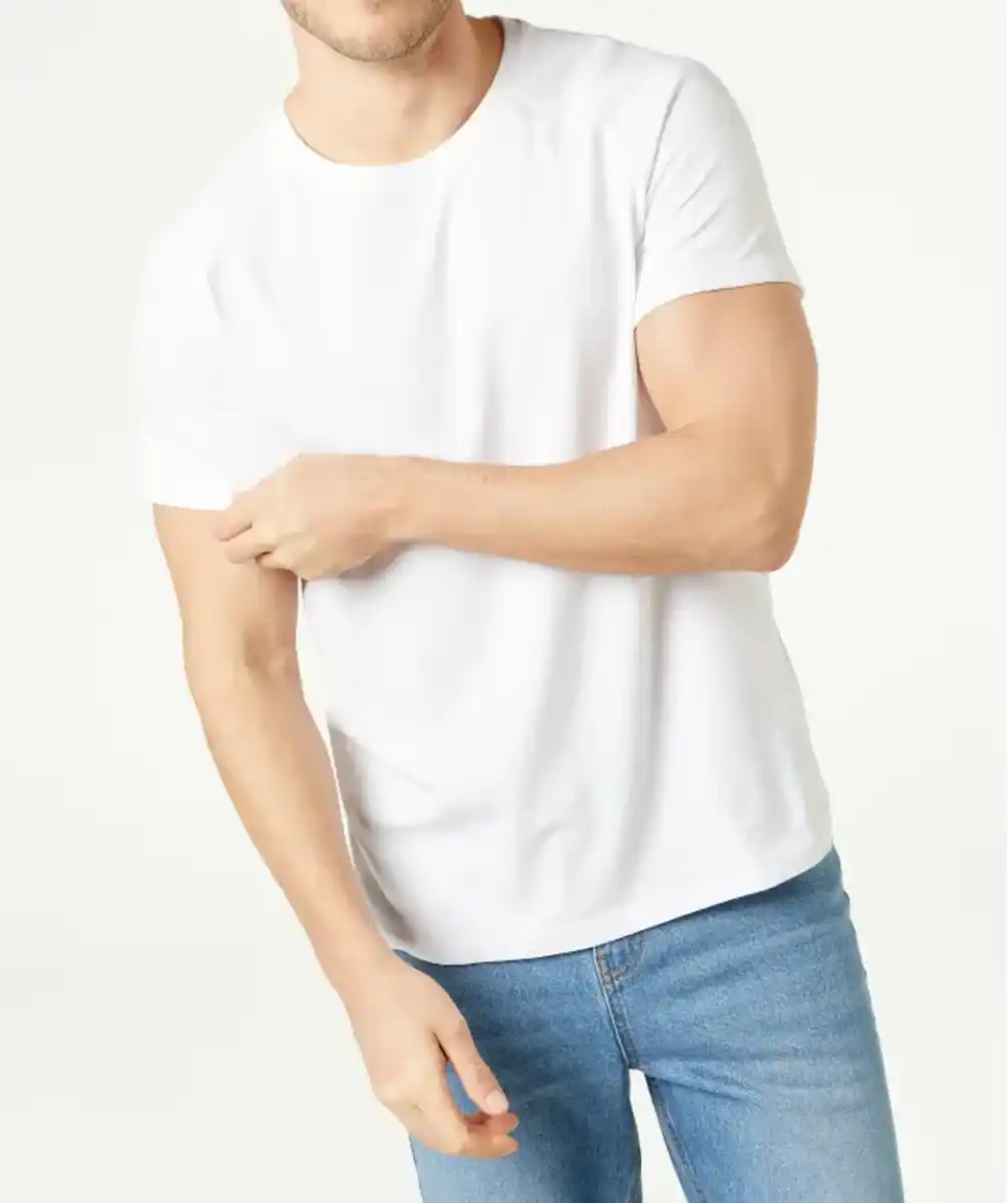 Bild 1 von T-Shirt mit gerippten Ärmeln, weiß