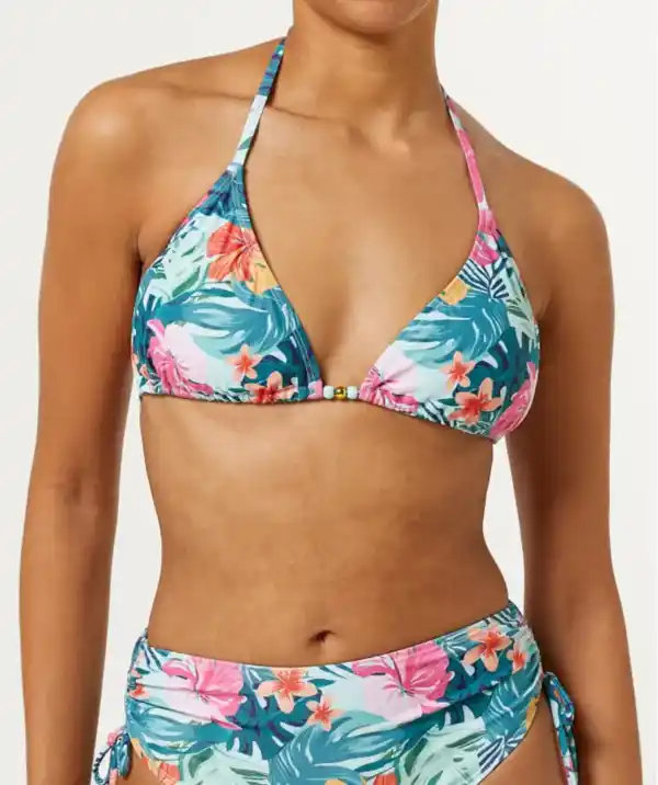 Bild 1 von Triangel Bikini-Oberteil, hellblau bedruckt