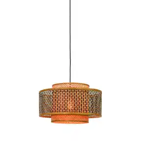Good & Mojo Hängeleuchte Good&Mojo, Braun, Schwarz, Naturmaterialien, rund,rund, 53x236.5x53 cm, höhenverstellbar, Lampen & Leuchten, Innenbeleuchtung, Hängelampen, Esstischlampen