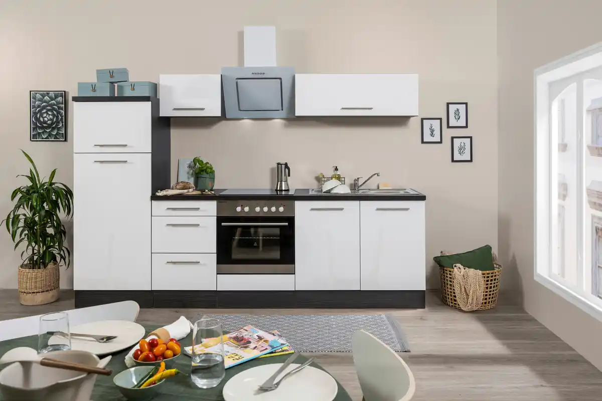Bild 1 von Küchenzeile mit Geräte Weiß/Grau B: ca. 270 cm, Grau, Weiß