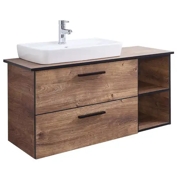Bild 1 von Xora Waschtischkombi Xora 374, Eiche, Kunststoff, 2 Schubladen, 103 cm, Made in Germany, hängend, Badezimmer, Waschbecken & Armaturen, Waschtische