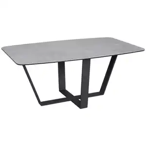 Novel Couchtisch, Grau, Schwarz, Metall, Glas, Keramik, rechteckig, eckig, Flachrohr, 60x42x100 cm, Wohnzimmer, Wohnzimmertische, Couchtische, Couchtische Glas