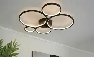 Trio LED-Deckenleuchte, Kreise, schwarz Rondo