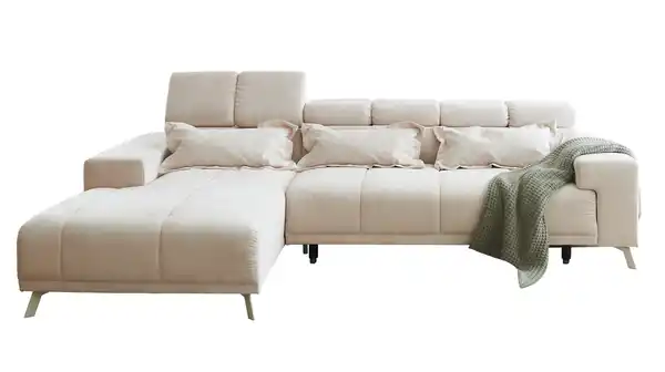 Bild 1 von Ecksofa Cord creme 285 x 201 cm - Sitztiefenverstellung - SUNNY
