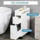 Bild 4 von Badezimmerschrank mit Rollen, Nischenschrank mit Schubladen, Fach Weiß